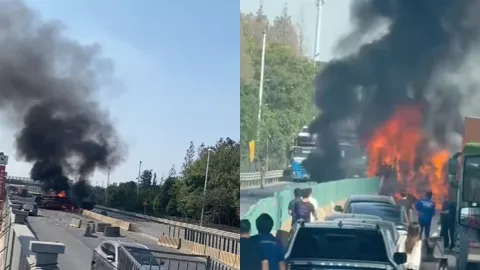 泵车爆胎